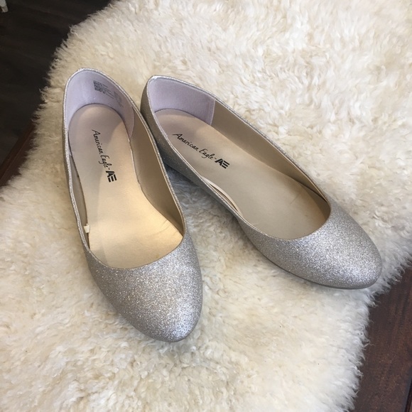 AEO - Glitter Silver Gold Metallic Ballet Flats 8.5 - Picture 15 of 16